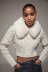 wholesale autumn faux fur effect women s stitching knitted cardigan jacket  NSAM3145