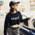 autumn and winter women s sweater letter printing casual short navel NSSN3185