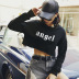 autumn and winter women s sweater letter printing casual short navel NSSN3185