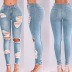 nuevo agujero denim pies pantalones mujer pantalones ajustados jeans lavados NSYF3220