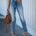 Ripped Jeans Personality Raw Edge Straight Jeans NSYF3228