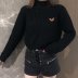  black butterfly soft round neck knitted thin sweater coat  NSAM3245