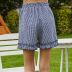 plaid lotus leaf lace holiday style women s shorts NSAL3263
