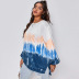 autumn and winter women s new style stitching casual round neck loose gradient tie-dye long-sleeved sweater  NSDF3274