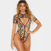   new sexy backless one-piece geometric pattern ladies plus size swimsuit  NSHL3291