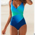 bikini traje de baño de una pieza de color degradado arcoíris NSHL3309