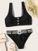 new sports style black split number buy-through strap swimsuit NSHL3339