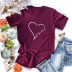   heart-shaped love printing short-sleeved T-shirt   NSSN3366