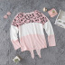 women new leopard print stitching strap long sleeve round neck ladies pullover  NSSI3419
