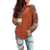 knitted sweater women new style printing stitching long-sleeved v-neck casual ladies pullover  NSSI3420