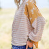knitted sweater women new striped floral stitching loose round neck long sleeve pullover NSSI3433