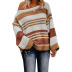  striped contrast long-sleeved round neck knitted sweater NSSI3442