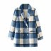 wholesale nuevo blazer cruzado a cuadros de lana para mujer NSAM3551