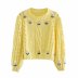  retro cable crochet loose puff sleeve knitted sweater NSAM3562