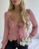 wholesale autumn lace-up women s chiffon shirt top NSAM3573