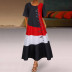  retro print dress V-neck long sleeve dress with pockets NSYF3640
