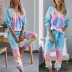 tie-dye printing pullover long-sleeved T-shirt women s loose gradient color trousers two-piece sweater NSYD3682