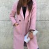 autumn and winter new long-sleeved pocket decoration solid color mid-length woolen coat NSYD3698