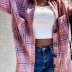 hot sale autumn and winter loose casual retro plaid long-sleeved shirt jacket NSYD3725