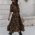  long-sleeved V-neck fashion leopard print dress NSYD3730