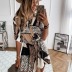 autumn and winter new long-sleeved fashion sexy printed shirt dress NSYD3738