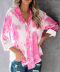 hot style women s autumn new gradient color printing loose tie-dye buttoned shirt NSYD3740