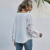 autumn and winter new hot sale round neck stitching lantern sleeve printing loose top NSYD3741