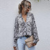 hot sale pattern shirt V-neck ladies long-sleeved loose top NSYD3743