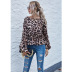 Tendencias de otoño e invierno para mujer nueva camisa de murciélago con estampado de leopardo camisa de manga larga NSYD3747