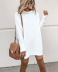 solid color fashion long-sleeved round neck midi dress NSYD3781