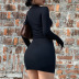 Long-Sleeved Zipper Round Neck Bag Hip Slim Sexy All-Match Dress NSYF3795