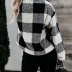 Otoño e invierno nuevo suéter de cuello alto engrosado camisa a cuadros suelta de manga larga para mujer NSYD3807