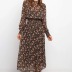 New Long Sleeve Printed Chiffon Dress Slim Fit Long Dress NSYD3810
