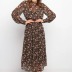New Long Sleeve Printed Chiffon Dress Slim Fit Long Dress NSYD3810