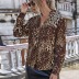ropa de mujer gran oferta otoño e invierno nueva camisa suelta con estampado de leopardo de manga larga en V profunda NSYD3816