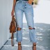  ripped holes washed slim women jeans trousers NSYD3817