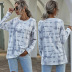 hot sale autumn and winter hot style round neck long-sleeved tie-dye loose sanded knit top  NSYD3819