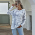 hot sale autumn and winter hot style round neck long-sleeved tie-dye loose sanded knit top  NSYD3819