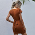 hot selling temperament round neck tie waist solid color dress  NSYD3823