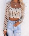 new wave point stretch mesh pleated high-waisted long-sleeved slim top NSYD3827