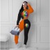 new women s casual lip printing black and white contrast color two-piece sports suit NSYF3839