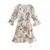 Wholesale Fall Retro Print Lace-up Wrap Dress NSAM3857