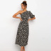 summer new style inclined collar sexy halter side slit printed dress long skirt NSYD3864