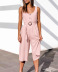 summer new U-neck single-breasted all-match cropped jumpsuit  NSYD3866