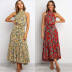 summer new women s skirts mid-length lace-up printed dress NSYD3867
