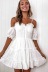   Hollow Lace Wrapped Chest Sling Stitching Sleeve Pleated Lace Dress NSYD3904