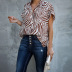venta caliente verano estilo caliente de manga corta con estampado de cebra de un solo pecho camisa suelta NSYD3905