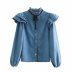 wholesale autumn laminated decorative sleeve women s denim shirt  NSAM3919