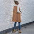 women s new mid-length lapel open collar suede sleeveless autumn and winter jacket  NSDF3930