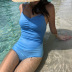 traje de baño de una pieza de aguas termales de color sólido de moda NSHL3943